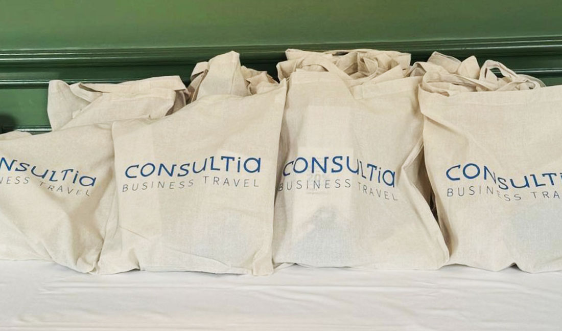Bolsas de tela personalizadas para eventos corporativos de Consultia