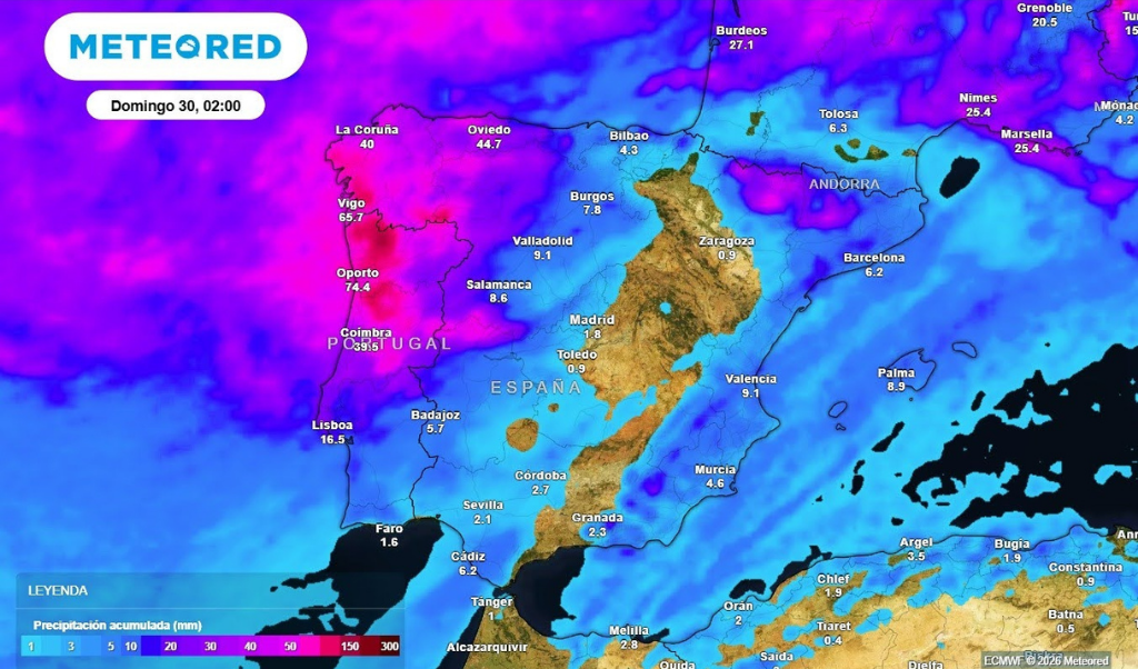 Meteored avisa de una semana de precipitaciones intensas con grandes acumulados de lluvias y granizo