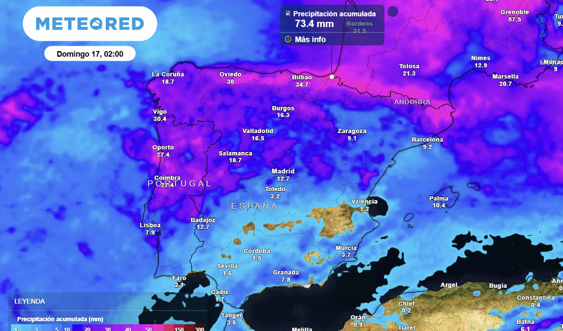 Meteored advierte de más lluvias fuertes y nieve en España por la llegada de una dana y aire polar