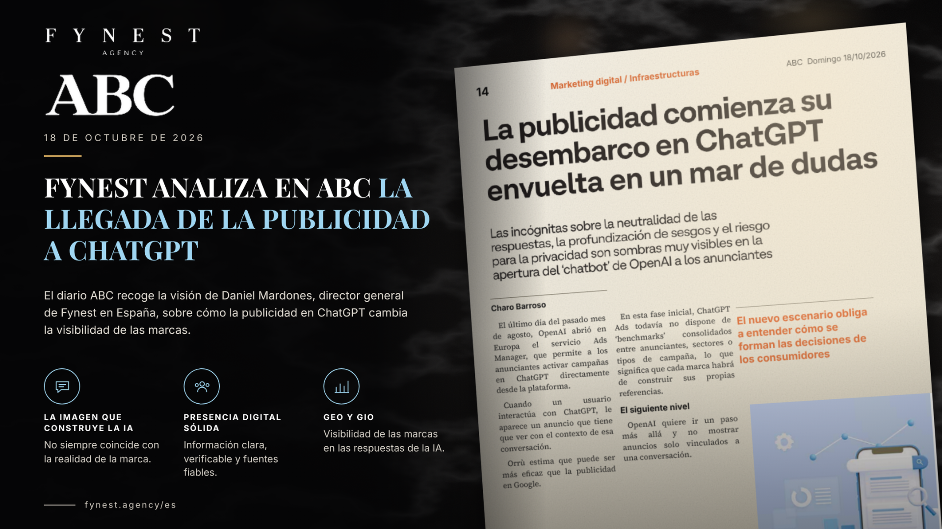 Fynest analiza en ABC la llegada de la publicidad a ChatGPT