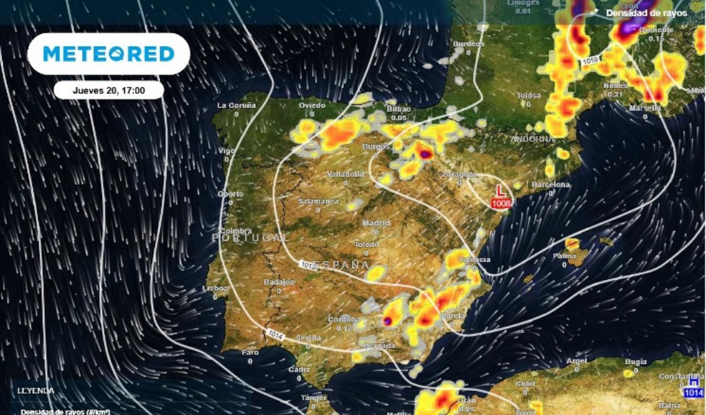Meteored advierte de un episodio de tormentas fuertes por la llegada de una DANA