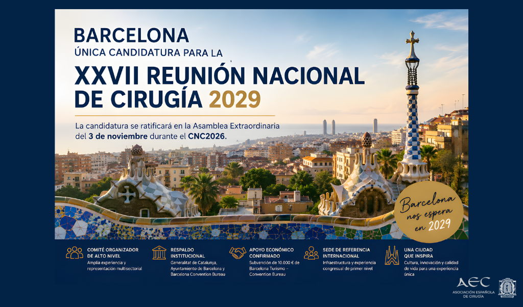 Barcelona acogerá la XXVII Reunión Nacional de Cirugía en 2029